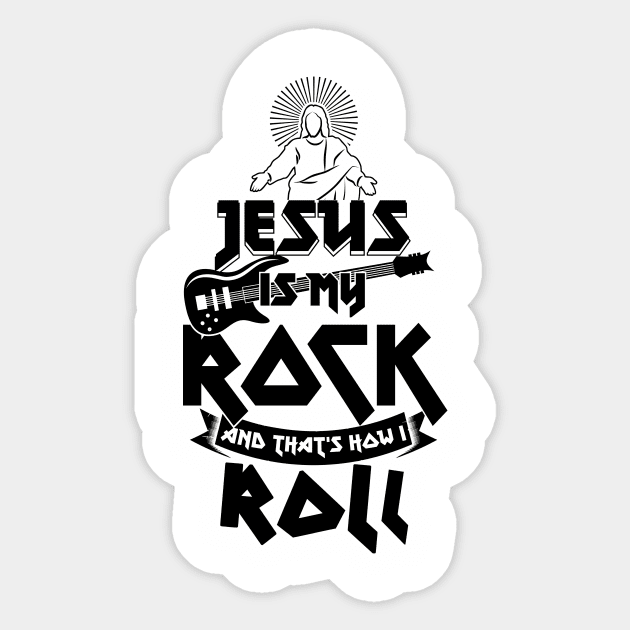 Christianity Guitar Player - Jesus Is My Rock & Thats How i Roll Christian Gift Sticker by CheesyB